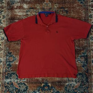 VTG Nautica Mens Red Polo Shirt Large Embroidered Logo Cotton Classic Fit Preppy